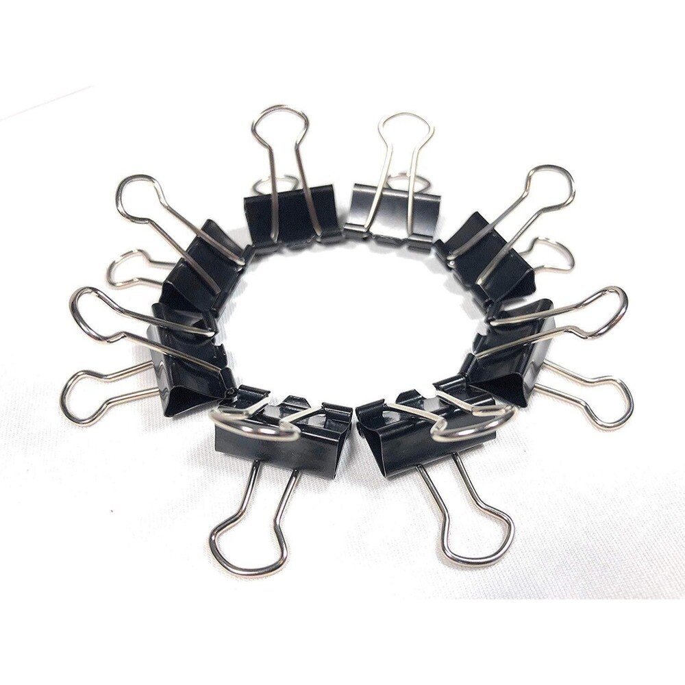 Set of 16 Binder Clips, Clamp for Paper l Easy to use - Black